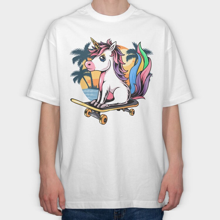 Unicorn Skate Palm, Tricou Oversize Barbati (Unisex)