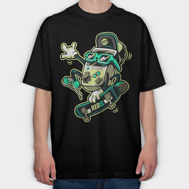 Rebel X Game Skate, Tricou Oversize Barbati (Unisex)