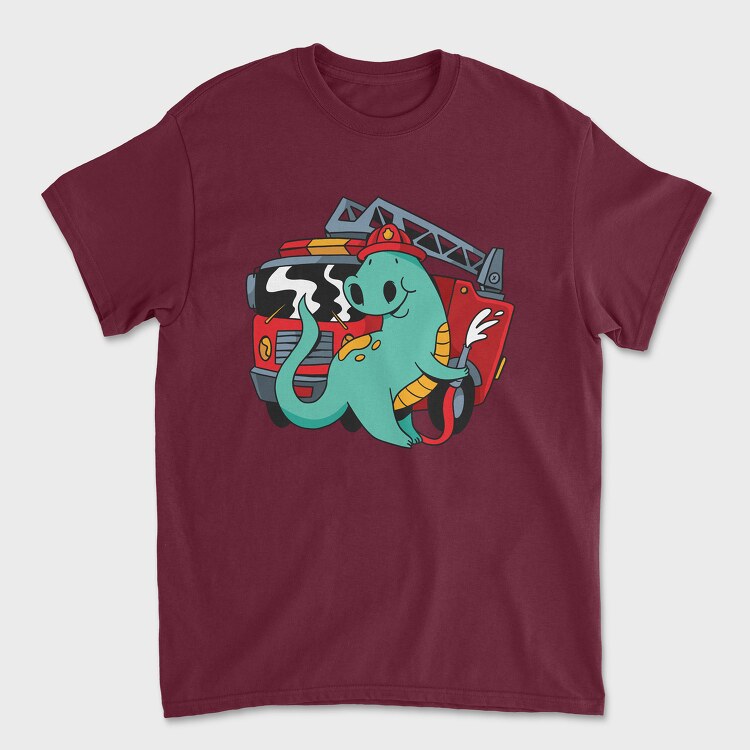 Tricou Barbati (Unisex), Firefighter Dinosaur