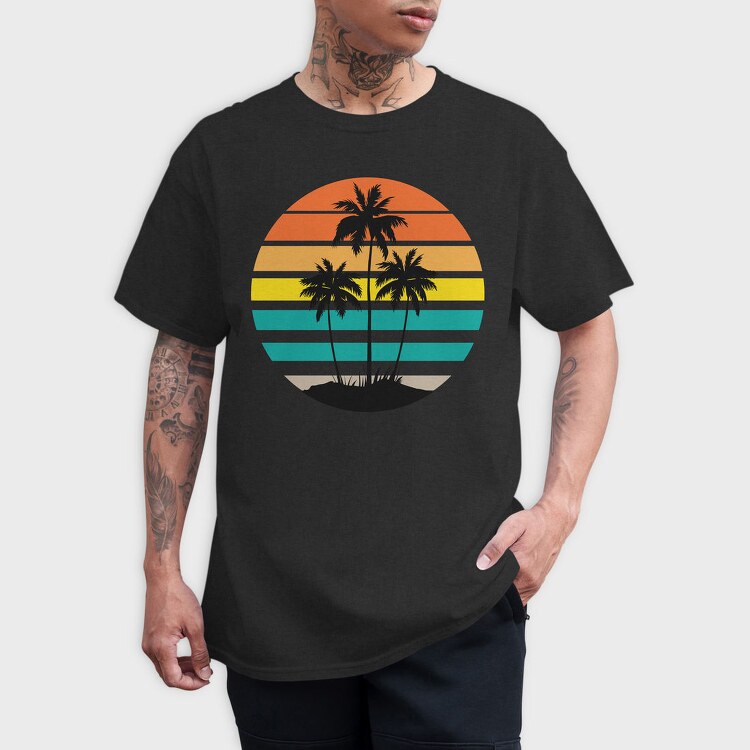 Sunset Palms Beach Vibes, Tricou Barbati (Unisex)