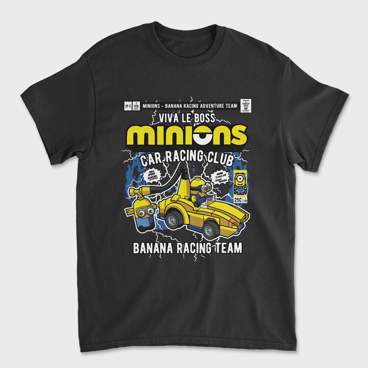 Minions Banana Racing Car, Tricou Barbati (Unisex)