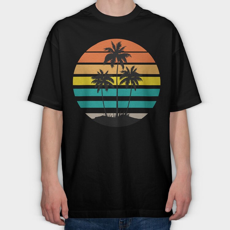 Sunset Palms Beach Vibes, Tricou Oversize Barbati (Unisex)