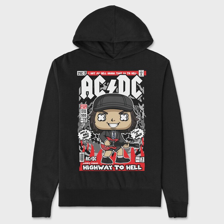 Angus Young ACDC, Hanorac Oversize Barbati (Unisex)