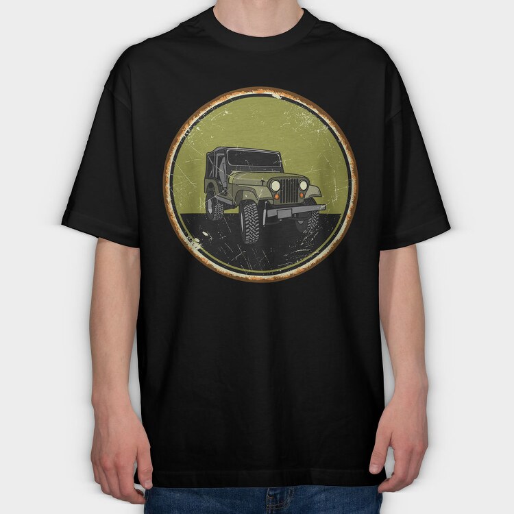 Jeep Adventure Emblem, Tricou Oversize Barbati (Unisex)