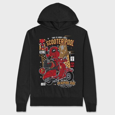 Deadpool Scooter, Hanorac Oversize Barbati (Unisex)