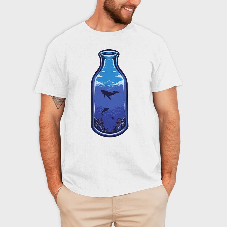 Whale In A Bottle, Tricou Barbati (Unisex)