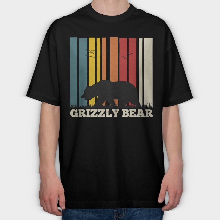 Grizzly Bear Sunset, Tricou Oversize Barbati (Unisex)