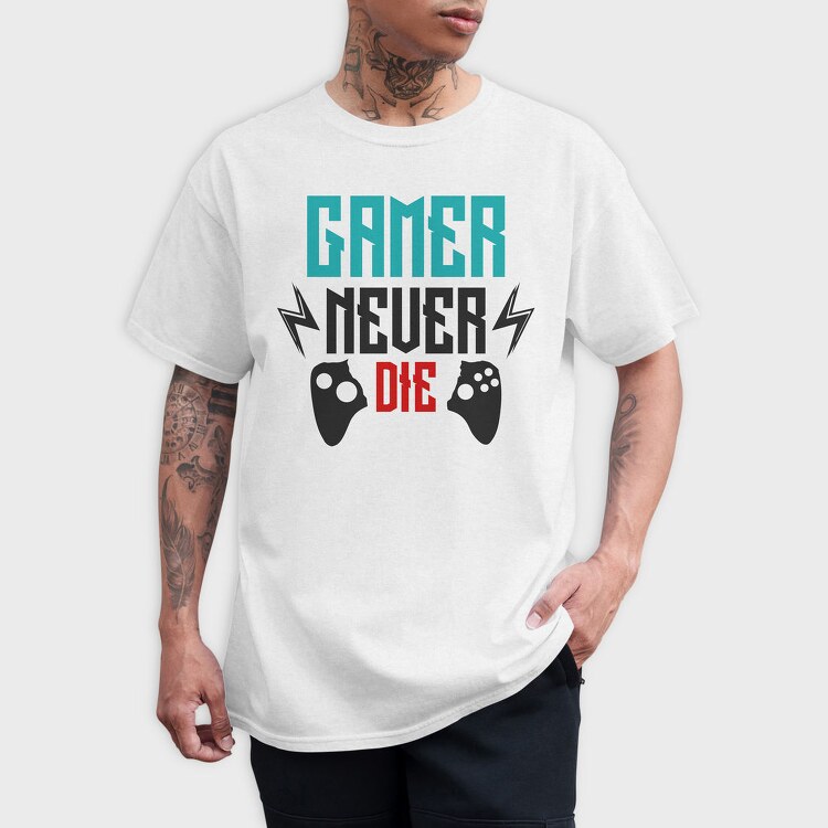 Gamer Never Die, Tricou Barbati (Unisex)