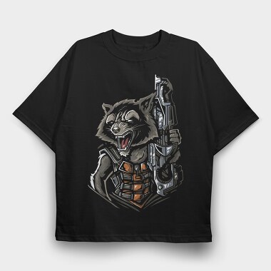 Cyber Raccoon, Tricou Oversize Barbati (Unisex)