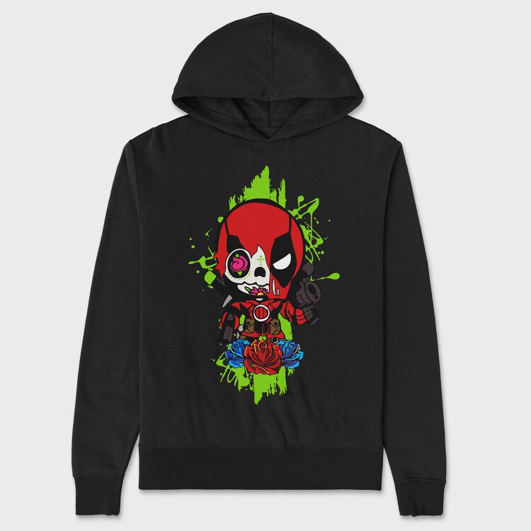Deadpool Chibi Rose, Hanorac Oversize Barbati (Unisex)
