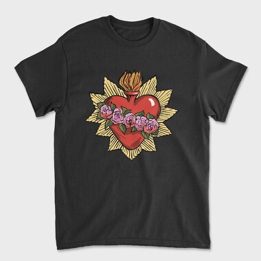 Flaming Heart Roses, Tricou Barbati (Unisex)