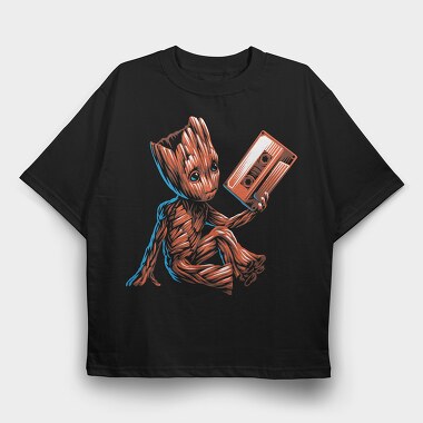 Groot Cassette Tape, Tricou Oversize Barbati (Unisex)