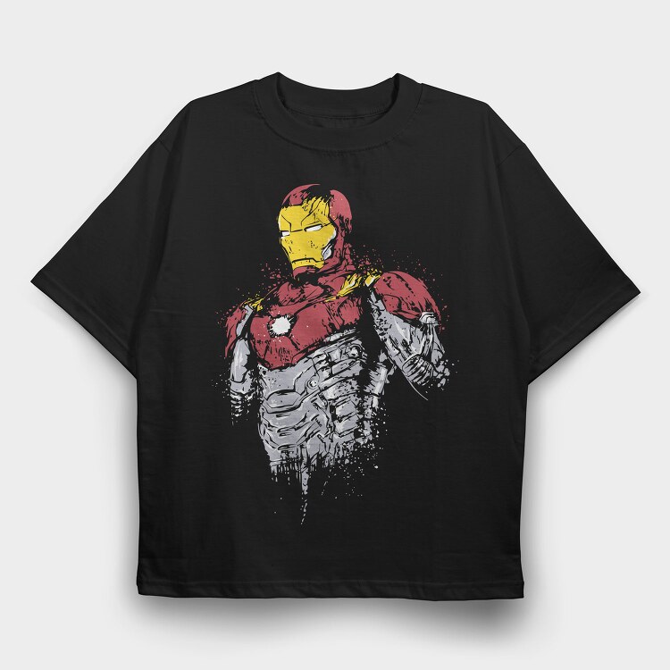Iron Man Splatter, Tricou Oversize Barbati (Unisex)