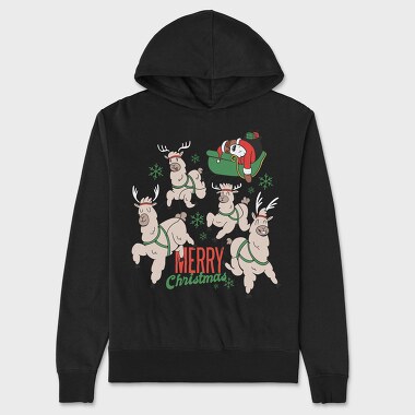 Reindeer Sleigh Ride, Hanorac Oversize Barbati (Unisex)