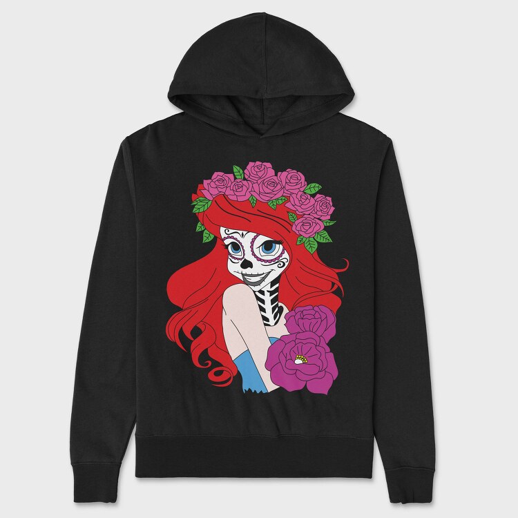 Rosa Dia De Los Muertos, Hanorac Oversize Barbati (Unisex)