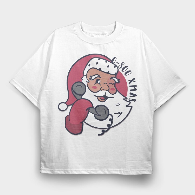 Santa Boxing Xmas, Tricou Oversize Barbati (Unisex)