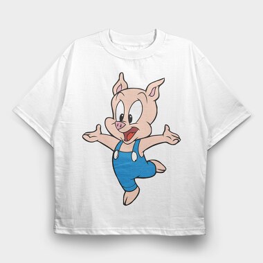 Porky Pig Jump, Tricou Oversize Barbati (Unisex)
