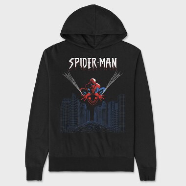 Spiderman Cityscape, Hanorac Oversize Barbati (Unisex)
