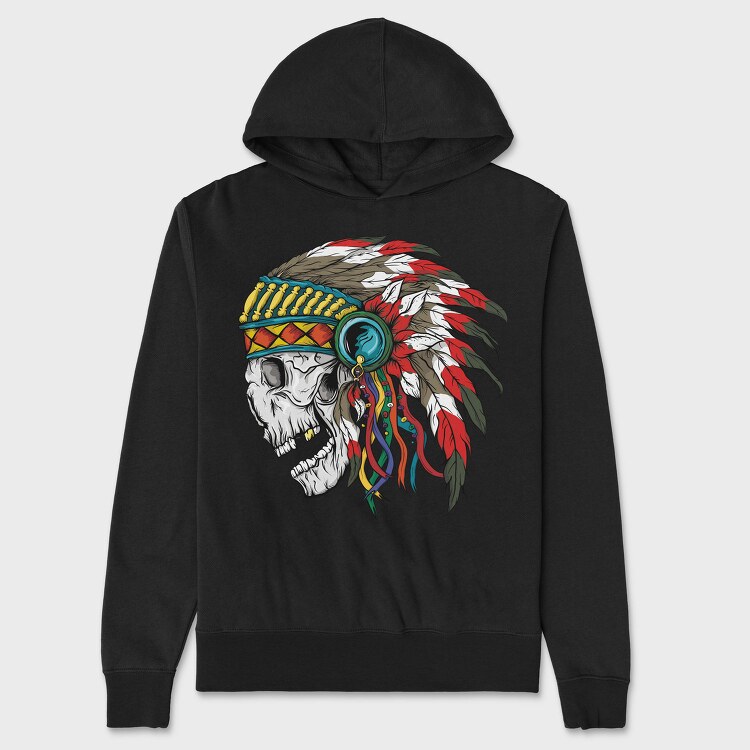 Skull Chief Feathers, Hanorac Oversize Barbati (Unisex)