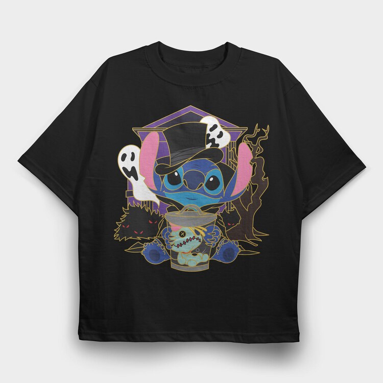 Stitch Ghost Halloween, Tricou Oversize Barbati (Unisex)