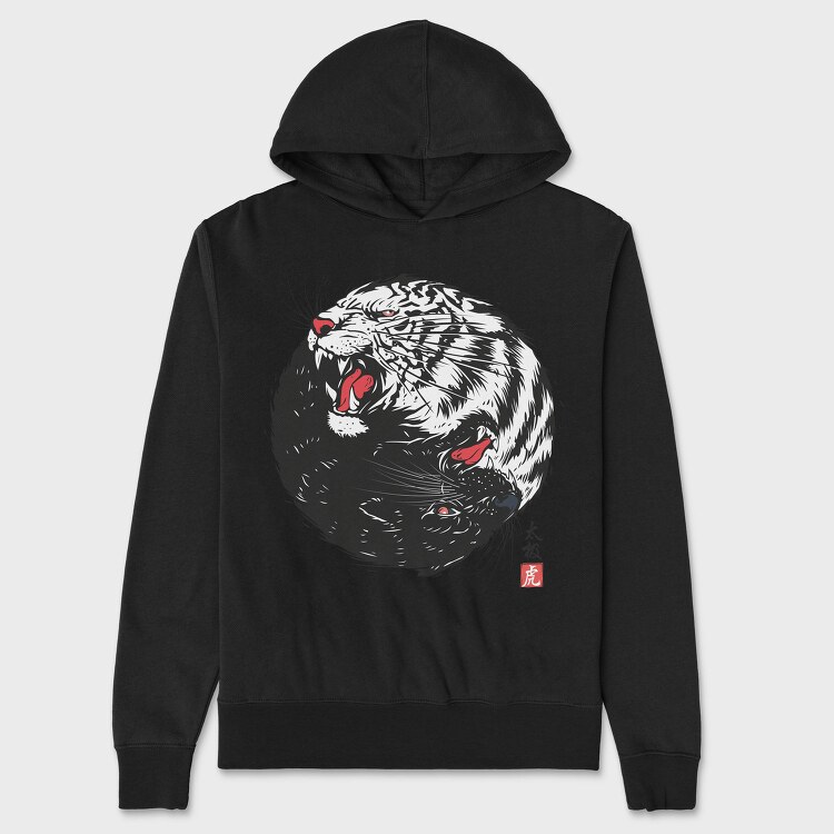 Tiger Roar Yin Yang, Hanorac Oversize Barbati (Unisex)