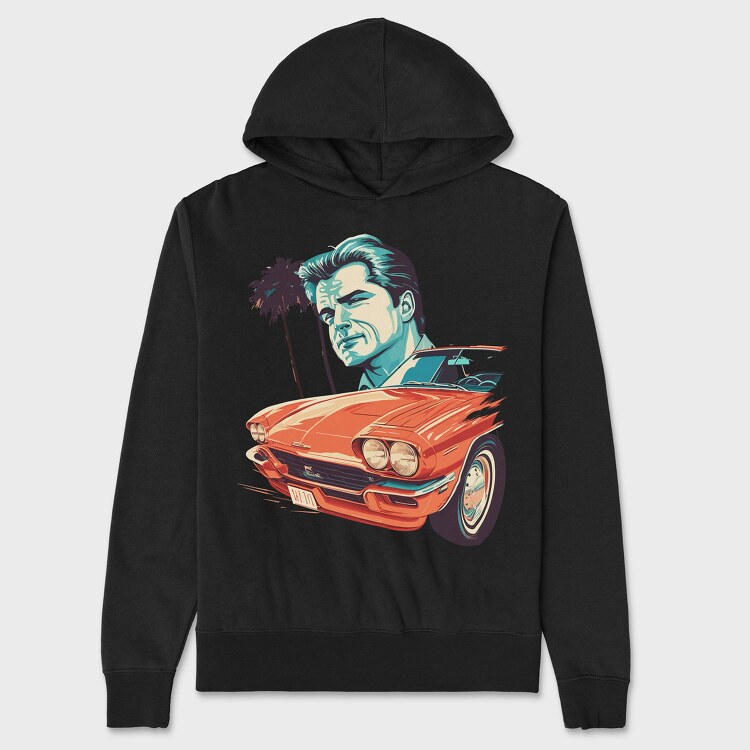 Iconic Car Convertible With Man, Hanorac Oversize Barbati (Unisex)