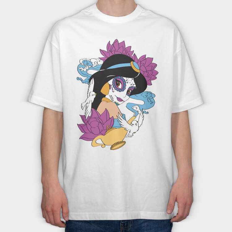 Sugar Skull Jasmine, Tricou Oversize Barbati (Unisex)