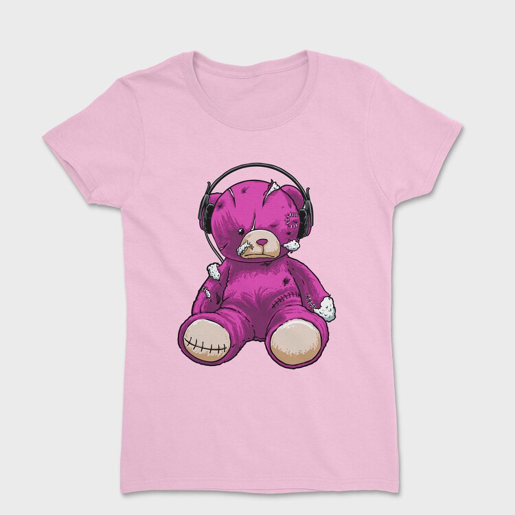 Headphones Pink Bear, Tricou Femei
