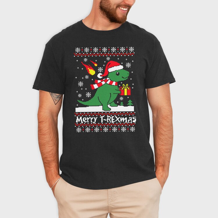 Dino Xmas Sweater, Tricou Barbati (Unisex)