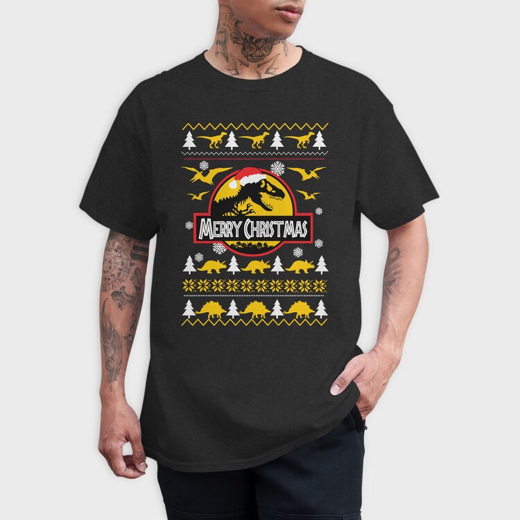Dino Xmas, Tricou Barbati (Unisex)
