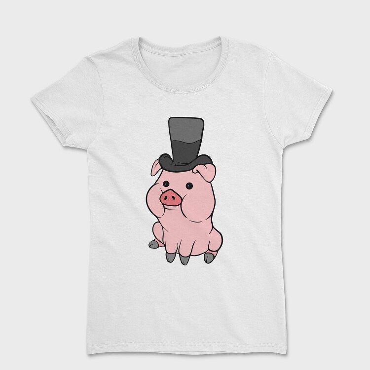 Cute Pig Hat, Tricou Femei