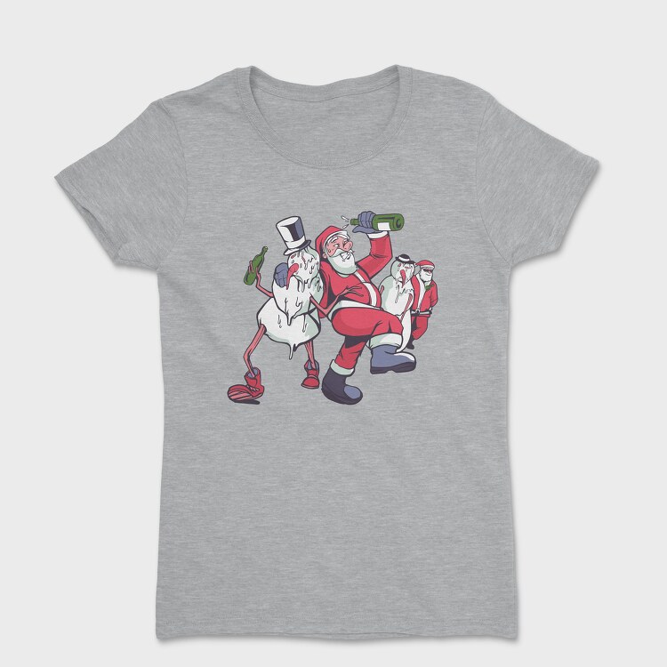 Tricou Femei, Snowmen Santa Drunk