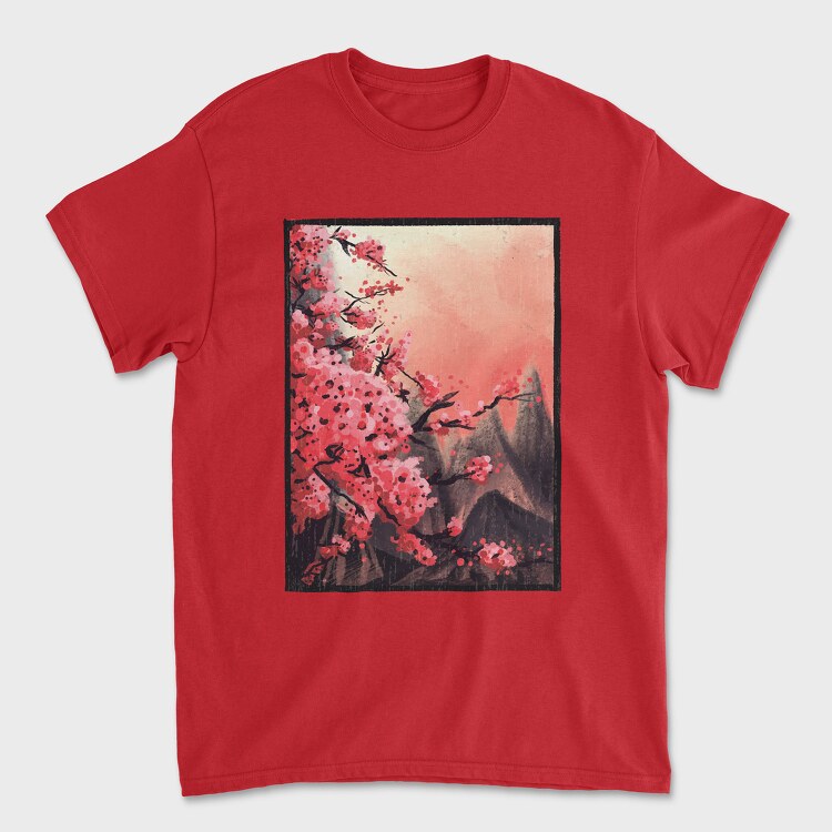 Tricou Barbati (Unisex), Cherry Blossom Painting