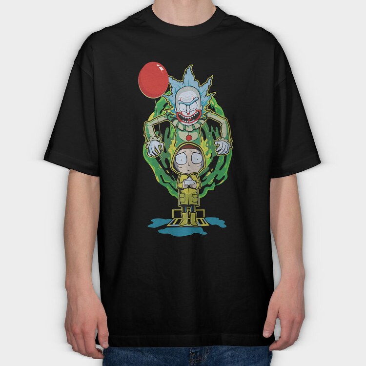 Rick And Morty Clown, Tricou Oversize Barbati (Unisex)