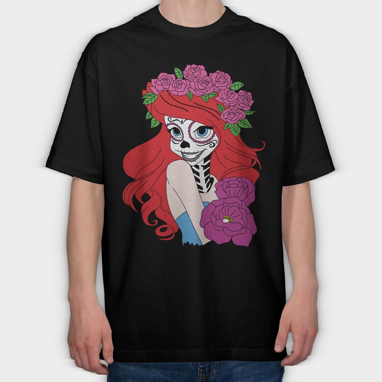 Rosa Dia De Los Muertos, Tricou Oversize Barbati (Unisex)
