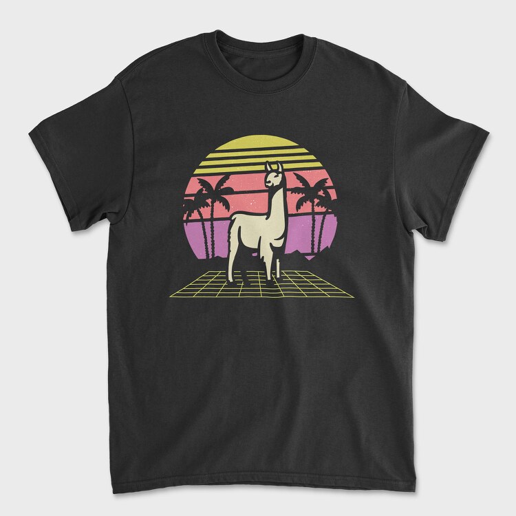 Retro Llama, Tricou Barbati (Unisex)