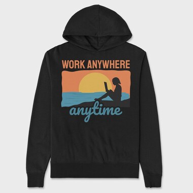 Work Anywhere Anytime, Hanorac Oversize Barbati (Unisex)