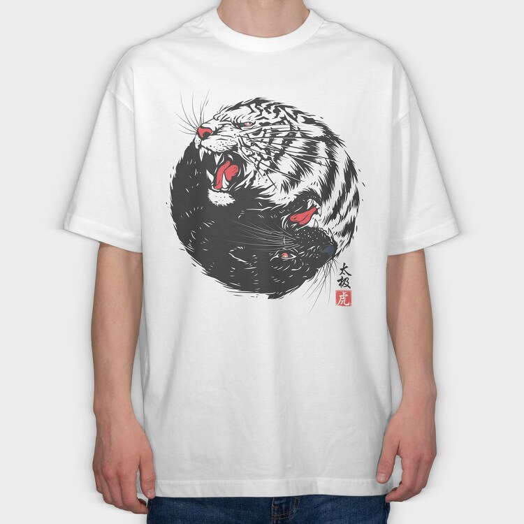 Tiger Roar Yin Yang, Tricou Oversize Barbati (Unisex)