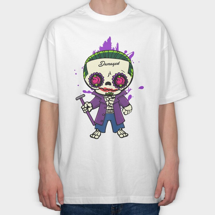 Joker Skull Damage, Tricou Oversize Barbati (Unisex)