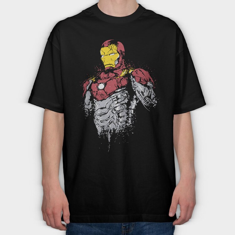 Iron Man Splatter, Tricou Oversize Barbati (Unisex)