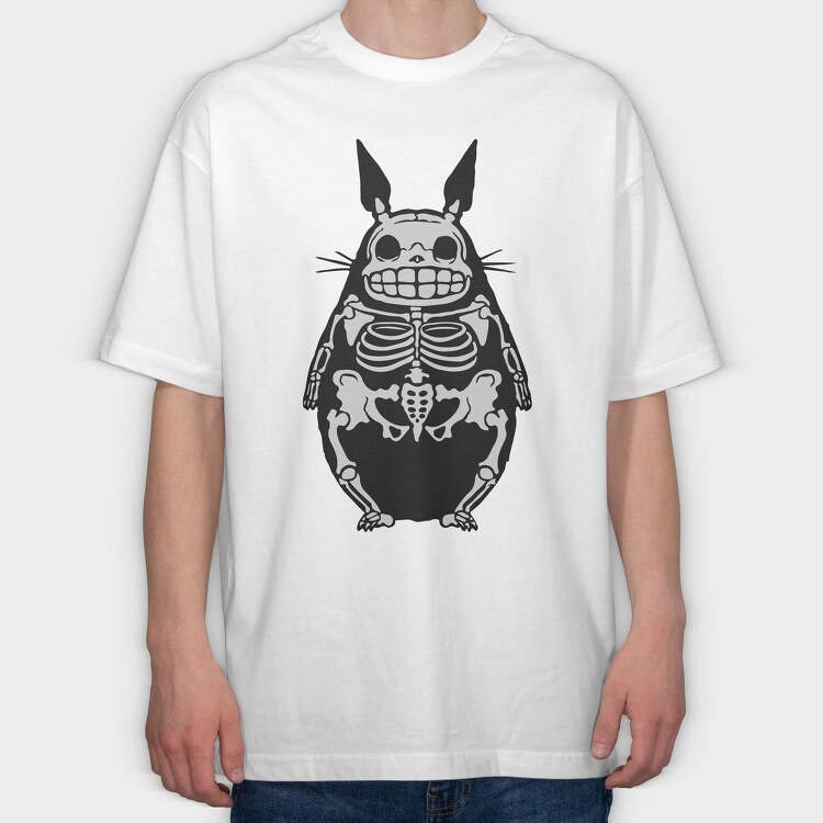 Skeleton Totoro, Tricou Oversize Barbati (Unisex)