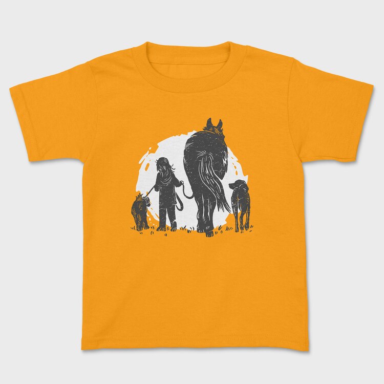 Tricou Copii, Girl And Animals