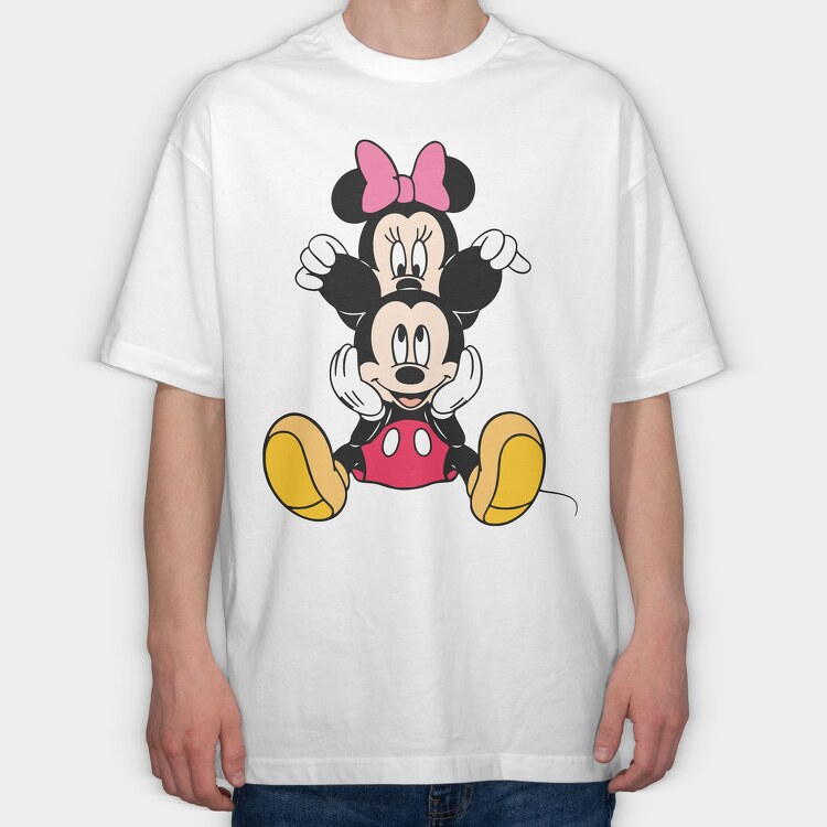 Mickey Mouse Bow Tie, Tricou Oversize Barbati (Unisex)