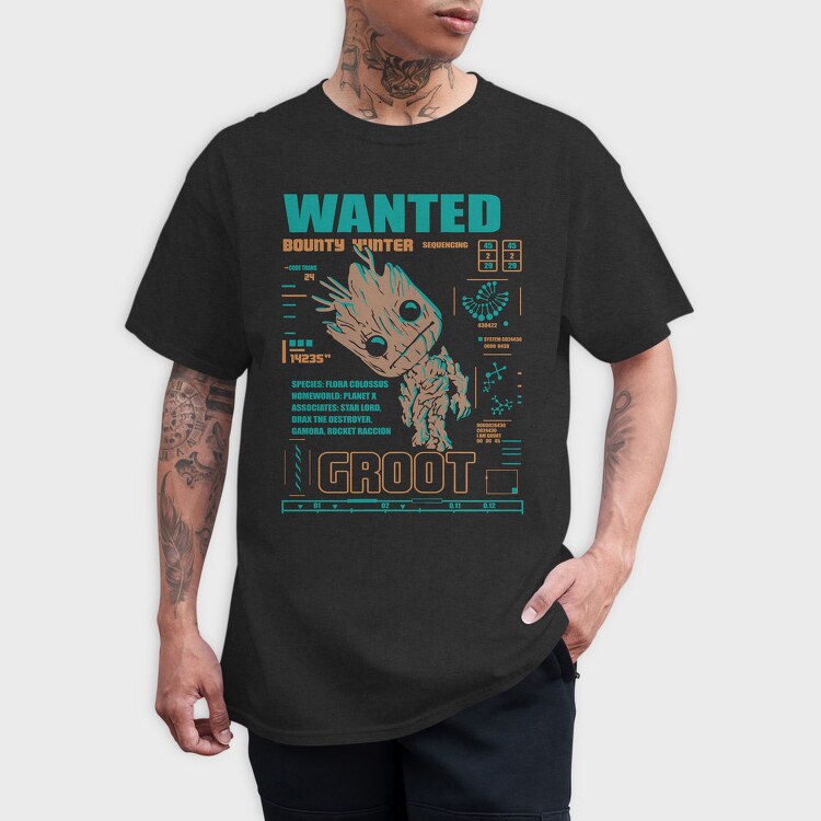 Wanted Bounty Hunter Groot, Tricou Barbati (Unisex)