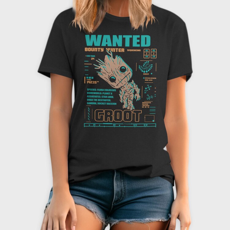 Wanted Bounty Hunter Groot, Tricou Barbati (Unisex)