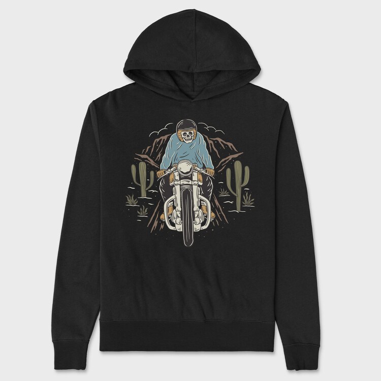 Biker Skeleton Cactus, Hanorac Oversize Barbati (Unisex)