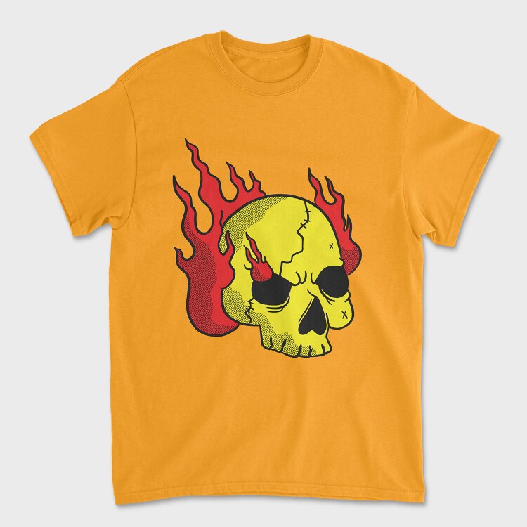 Burning Skull, Tricou Barbati (Unisex)