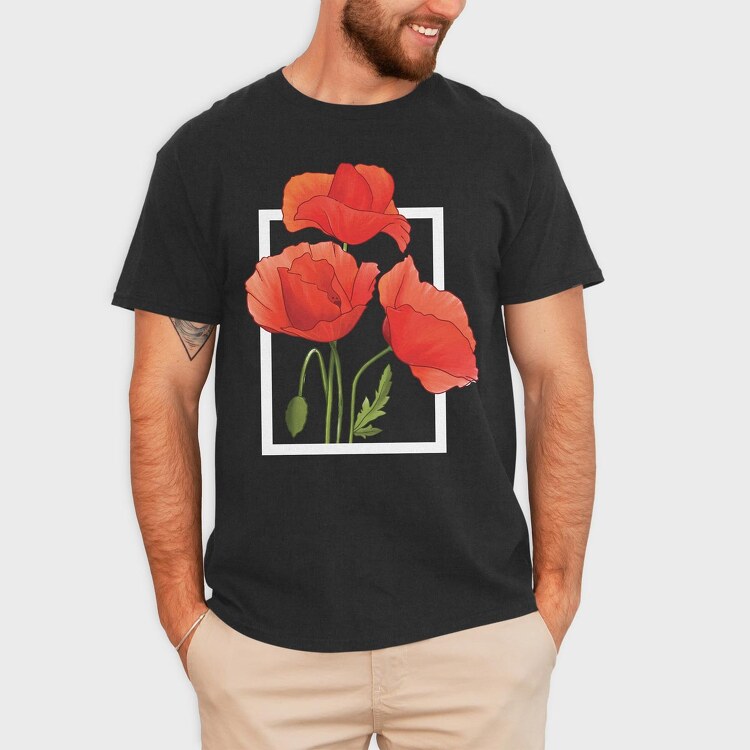 Watercolor Poppies, Tricou Barbati (Unisex)