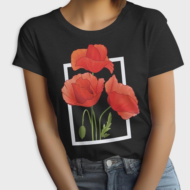 Watercolor Poppies, Tricou Femei
