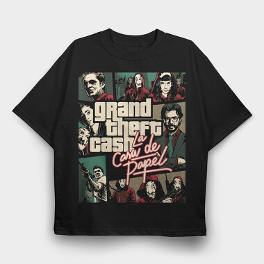 Grand Theft Cash Papel, Tricou Oversize Barbati (Unisex)